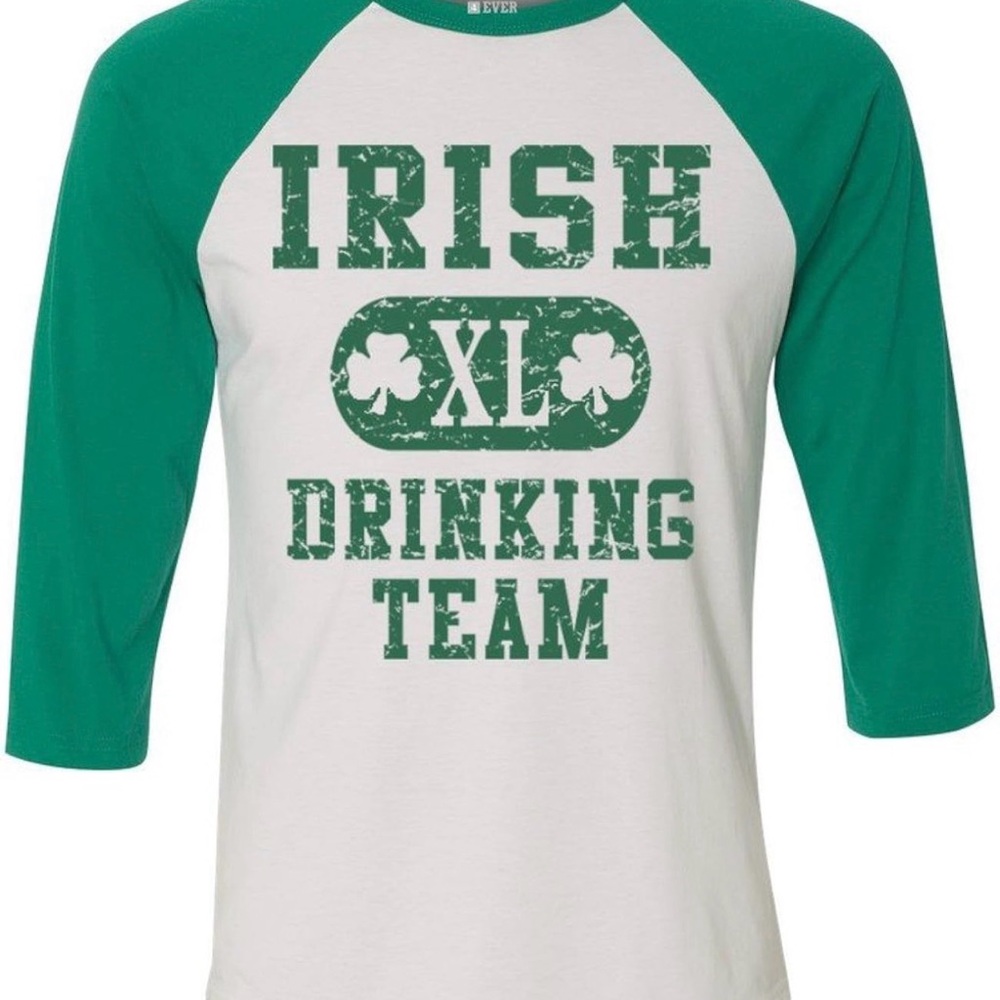 White and Green "Irish Drinking Team" Raglan Shirt